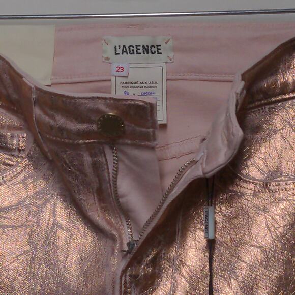 L'AGENCE Margot High Rise Skinny in Petal & Light Rose Gold Foil - Size 23 - NWT - Picture 4 of 11
